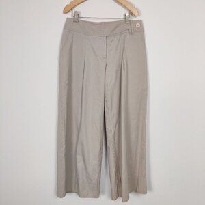 Vintage Spoza Women's Pleated Wide Leg Cream Pants Size EU 40 Old Money Cotton